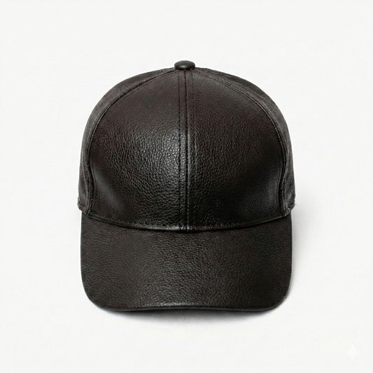 Brown Plane Leather Cap