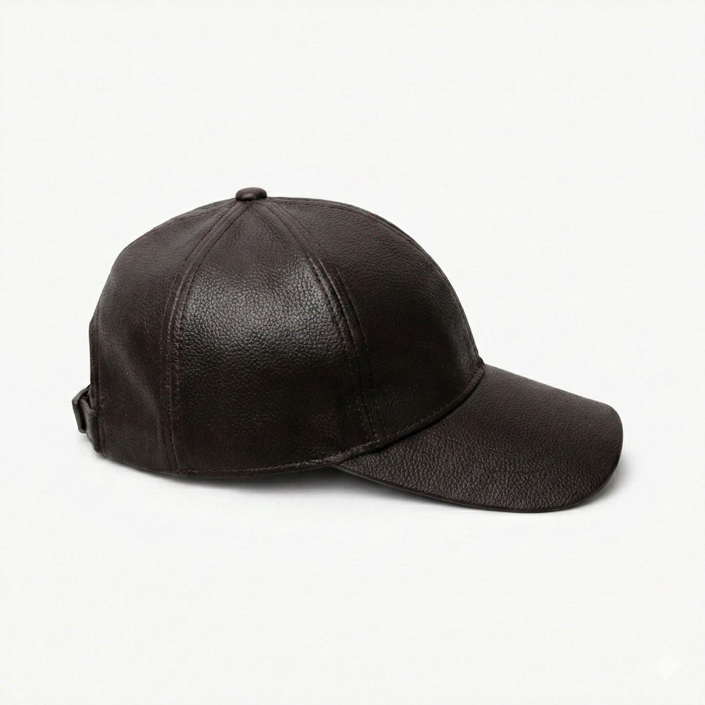 Brown Plane Leather Cap